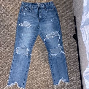Blue Ripped mom jeans